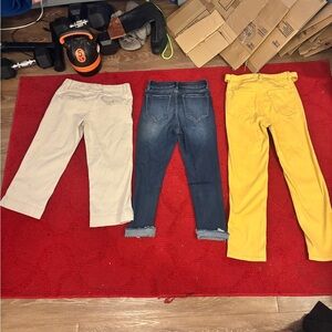 BULK-AE crop wide leg, Lauren Comrad (4) NWT yellow,KanCan button fly capri(26)-